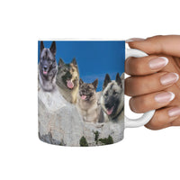 Norwegian Elkhound Mount Rushmore Print 360 White Mug - Deruj.com