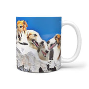 Borzoi Dog Mount Rushmore Print 360 White Mug - Deruj.com