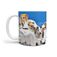 Borzoi Dog Mount Rushmore Print 360 White Mug - Deruj.com