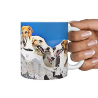 Borzoi Dog Mount Rushmore Print 360 White Mug - Deruj.com