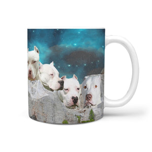 Pitbull Dog On Mount Rushmore Print 360 Mug - Deruj.com