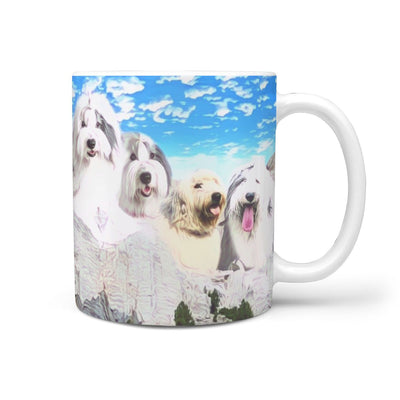 Old English Sheepdog Dog Mount Rushmore Print 360 White Mug - Deruj.com