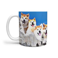 Akita Dog Mount Rushmore Print 360 White Mug - Deruj.com