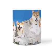 Cute Shiba Inu Mount Rushmore Print 360 White Mug - Deruj.com