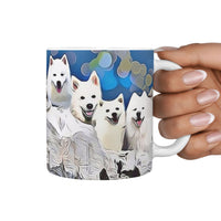 American Eskimo Dog Mount Rushmore Print 360 White Mug - Deruj.com