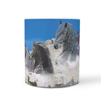 Friesian horse Mount Rushmore Print 360 White Mug - Deruj.com