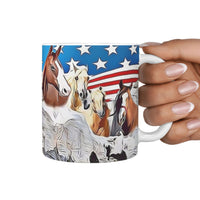 American Quarter Horse Mount Rushmore Print 360 White Mug - Deruj.com