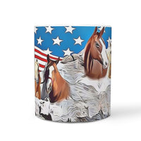 American Quarter Horse Mount Rushmore Print 360 White Mug - Deruj.com