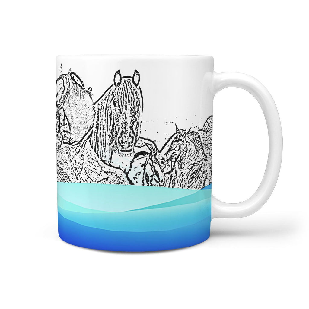 Clydesdale Horse Mount Rushmore Print 360 White Mug - Deruj.com