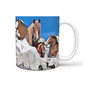 Clydesdale Horse Mount Rushmore Print 360 White Mug - Deruj.com