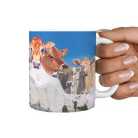 Cute Jersey Cattle (Cow) Mount Rushmore Print 360 White Mug - Deruj.com