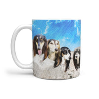 Black Saluki Dog Art Mount Rushmore Print 360 Mug - Deruj.com