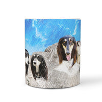 Black Saluki Dog Art Mount Rushmore Print 360 Mug - Deruj.com