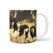 Black Saluki Dog Golden Art Mount Rushmore Print 360 Mug - Deruj.com