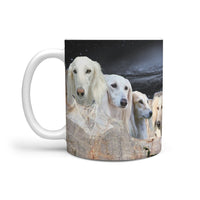 White Saluki Dog On Mount Rushmore Print 360 Mug - Deruj.com