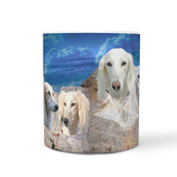 Amazing White Saluki Dog On Mount Rushmore Print 360 Mug - Deruj.com