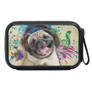 Cute Pug Listening to Music Print Bluetooth Speaker - Deruj.com