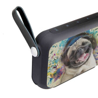 Cute Pug Listening to Music Print Bluetooth Speaker - Deruj.com