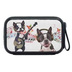 Boston Terrier Listening to Music Print Bluetooth Speaker - Deruj.com