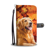 Golden Retriever With leaves Print Wallet Case- Free Shipping - Deruj.com