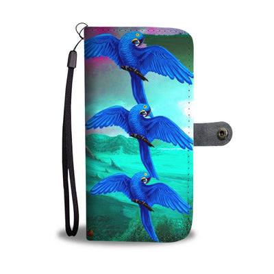 Hyacinth Macaw Parrot Print Wallet Case-Free Shipping - Deruj.com