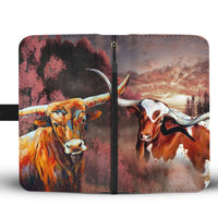 Texas Longhorn Cattle (Cow) Print Wallet Case-Free Shipping - Deruj.com
