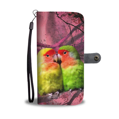 Peach Faced Lovebird Print Wallet Case-Free Shipping - Deruj.com