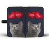 Cute Chartreux Cat With Love Print Wallet Case-Free Shipping - Deruj.com