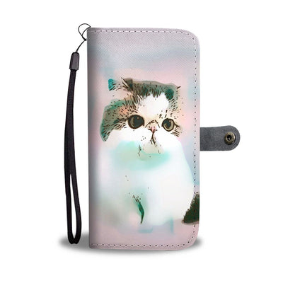 White Exotic Shorthair Cat With Love Rose Print Wallet Case-Free Shipping - Deruj.com