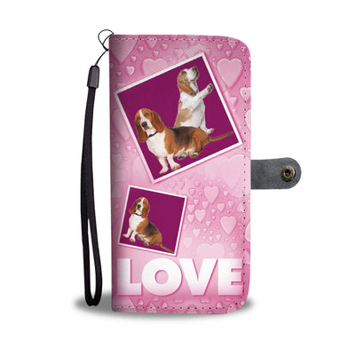 Basset Hound Dog with Love Print Wallet Case-Free Shipping