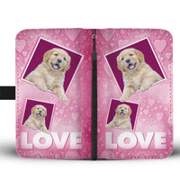 Cute Golden Retriever puppy with Love Print Wallet Case-Free Shipping - Deruj.com