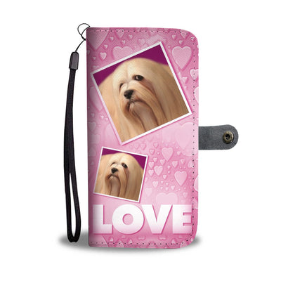 Lhasa Apso Dog with Love Print Wallet Case-Free Shipping - Deruj.com