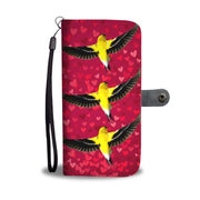 American GoldFinch Bird On Red Print Wallet Case-Free Shipping - Deruj.com