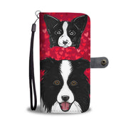 Border Collie Dog On Red Print Wallet Case-Free Shipping - Deruj.com
