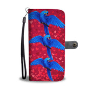 Hyacinth Macaw Parrot On Red Hearts Print Wallet Case-Free Shipping - Deruj.com