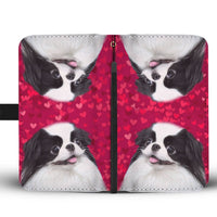 Japanese Chin Dog On Red Hearts Print Wallet Case-Free Shipping - Deruj.com
