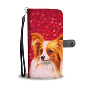 Papillon Dog On Red Hearts Print Wallet Case-Free Shipping - Deruj.com