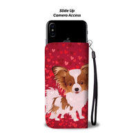 Papillon Dog On Red Hearts Print Wallet Case-Free Shipping - Deruj.com