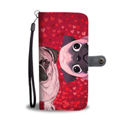 Pug Dog On Red Hearts Print Wallet Case-Free Shipping - Deruj.com