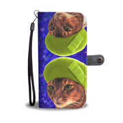 Abyssinian Cat On Hearts Print Wallet Case-Free Shipping - Deruj.com