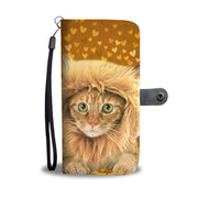 Cute Bengal Cat On Hearts Print Wallet Case-Free Shipping - Deruj.com