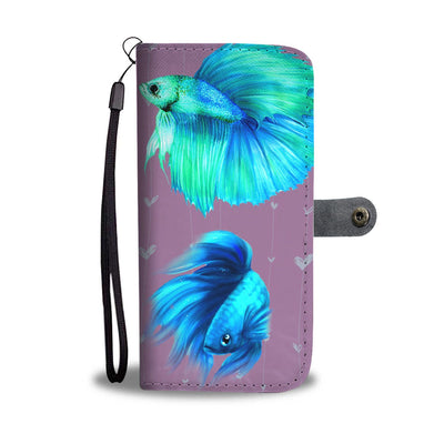 Betta Fish (Siamese Fighting Fish) On Hearts Print Wallet Case-Free Shipping - Deruj.com