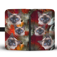 Cute Siamese Cat Print Wallet Case- Free Shipping - Deruj.com