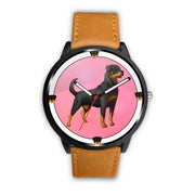 Rottweiler Dog On Pink Print Wrist watch - Free Shipping - Deruj.com