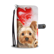 Yorkshire Terrier On Red Heart Print Wallet Case-Free Shipping - Deruj.com