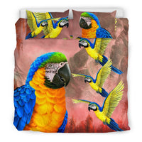 Blue And Yellow Macaw Parrot Print Bedding Set-Free Shipping - Deruj.com