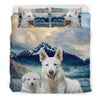 White Shepherd Dog Print Bedding Set- Free Shipping - Deruj.com