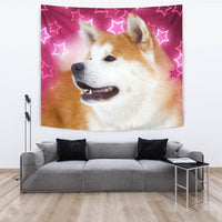 Akita Dog On Pink Print Tapestry-Free Shipping - Deruj.com