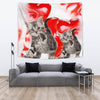 American Shorthair Cat On Red Print Tapestry-Free Shipping - Deruj.com