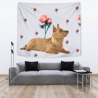 Australian Terrier With Rose Print Tapestry-Free Shipping - Deruj.com